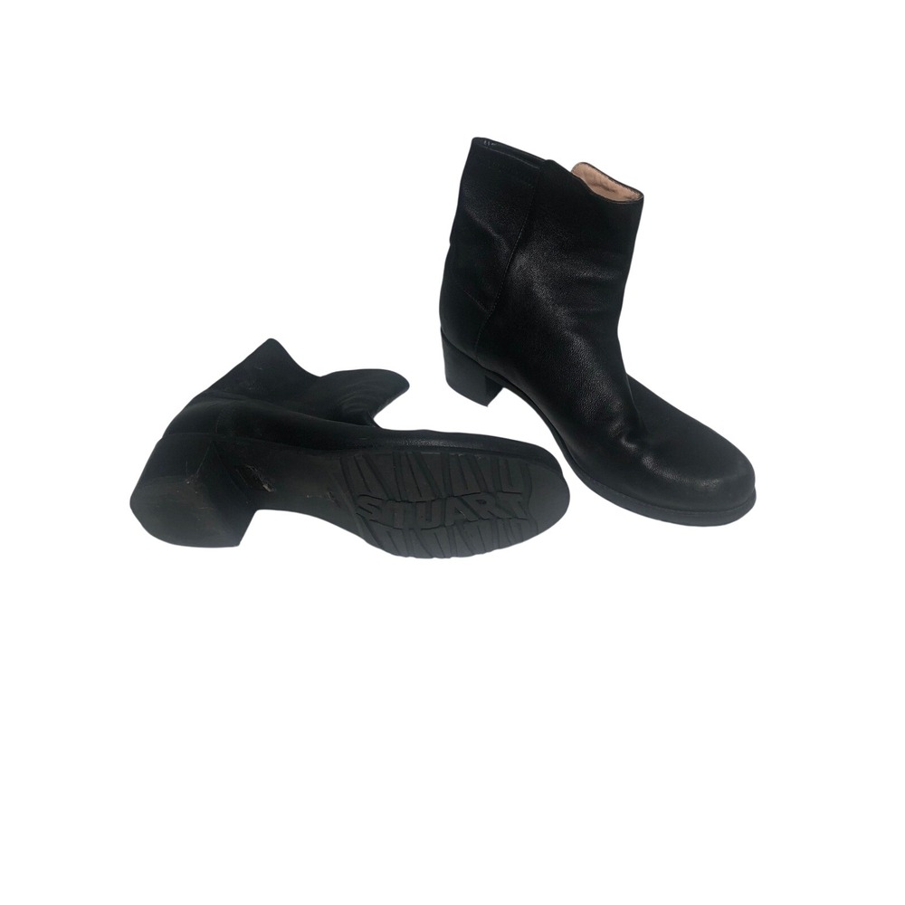 Stuart Weitzman Ankle Boots Women 7.5 Black Leather Block Heel Made in Spain